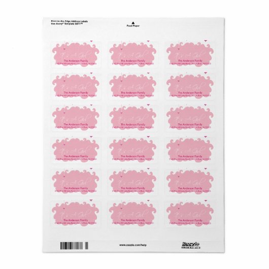 Het is een meisje roze cloud adres Label (Full Sheet)