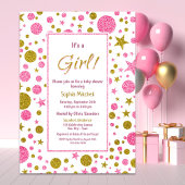 Het is een Meisje Roze Confetti Baby shower Kaart