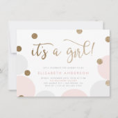 Het is een meisje! | Roze en goudConfetti Baby sho Kaart (Voorkant)