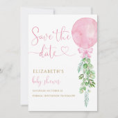 Het is een Meisje Roze Eucalyptus Ballon Save the  Kaart (Voorkant)