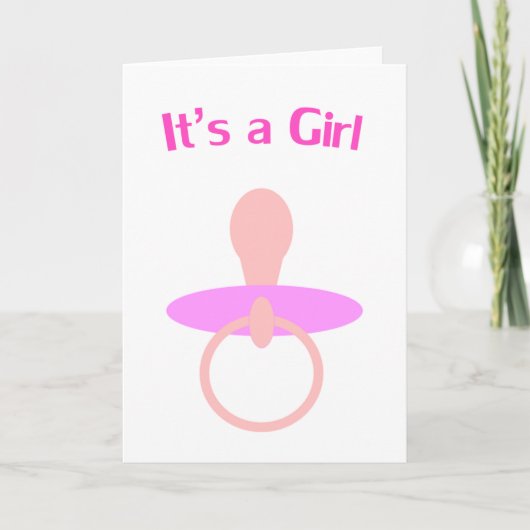 Het is een meisje roze fopspeen aankondiging (Voorkant)