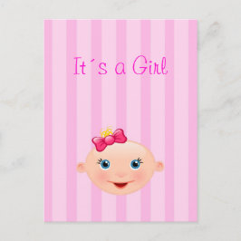 Het is een meisje - Roze Geboorteaankondiging Brie Aankondigingskaart