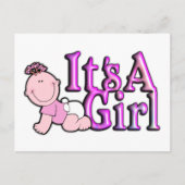 Het is een meisje roze geboorteaankondiging Briefk Aankondigingskaart (Voorkant)
