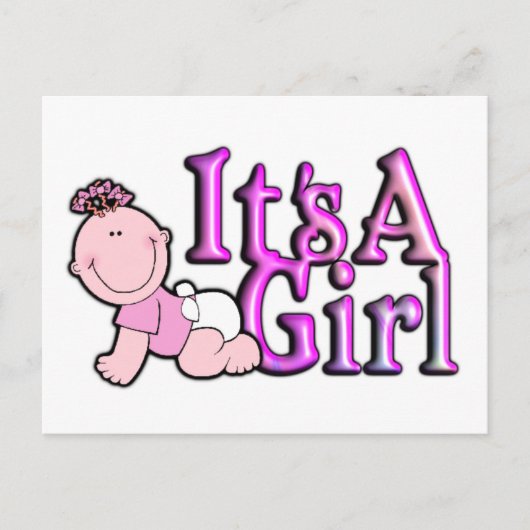 Het is een meisje roze geboorteaankondiging Briefk Aankondigingskaart (Voorkant)