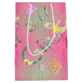 "Het is een meisje" Roze geïllustreerd Floral Font Medium Cadeauzakje (Voorkant)