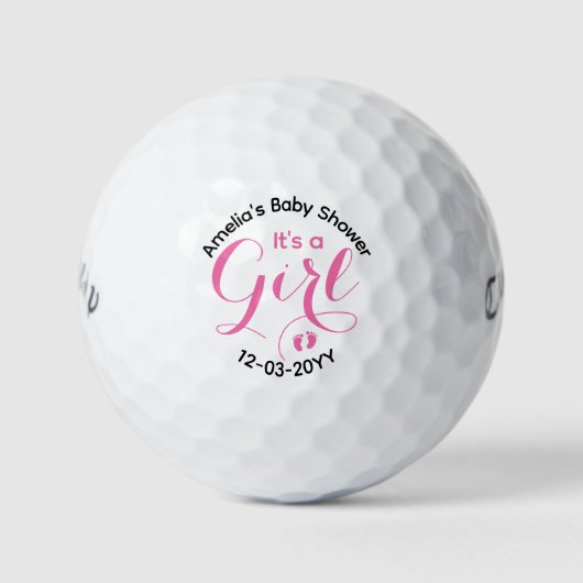 Het is een meisje, roze gepersonaliseerde Baby sho Golfballen (Voorkant)