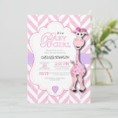 Het is een meisje - Roze Giraffe - Baby shower Kaart (Staand voorkant)
