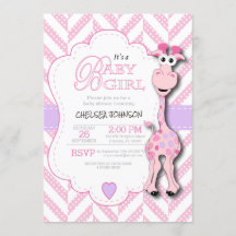 Het is een meisje - Roze Giraffe - Baby shower