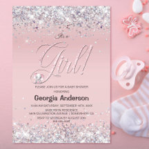 Het is een meisje roze glitter Baby shower