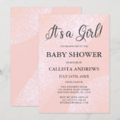 Het is een Meisje Roze Glitter Geometrisch Baby sh Kaart (Voorkant / Achterkant)