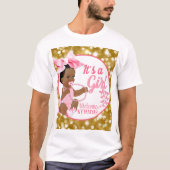 Het is een Meisje Roze & Goud Etnisch Baby shower T-shirt (Voorkant)