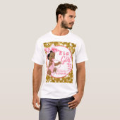 Het is een Meisje Roze & Goud Etnisch Baby shower T-shirt (Voorkant volledig)