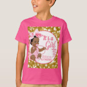 Het is een Meisje Roze & Goud Etnisch Baby shower T-shirt (Voorkant)