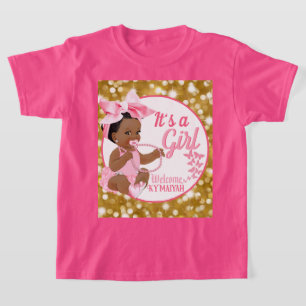 Het is een Meisje Roze & Goud Etnisch Baby shower T-shirt