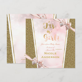 Het is een Meisje Roze & Goud  Meisje Baby shower Kaart