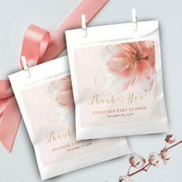 Het is een Meisje Roze Gouden Bloemen Modern Baby  Bedankzakje