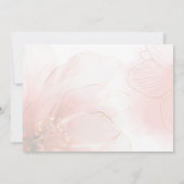 Het is een Meisje Roze Gouden Bloemen Modern Baby  Kaart (Achterkant)