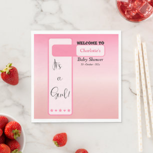 Het is een meisje! Roze Gradiënt Cute Baby Shower Servet
