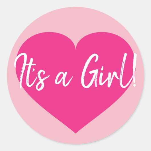 Het is een meisje! Roze hart Ronde Sticker (Voorkant)