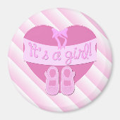 Het is een meisje Roze Hartje Strik Schoenen Baby  Magneet (Voorkant)