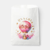 Het is een meisje | Roze heteluchtballon Baby show Bedankzakje (Voorkant)