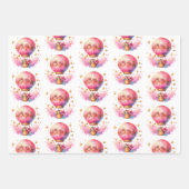 Het is een meisje | Roze heteluchtballon Baby show Inpakpapier Vel (Voorkant)