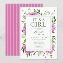 Het is een meisje Roze Hortensia Baby Shower 