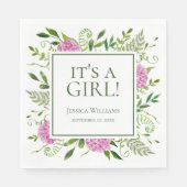 Het is een meisje roze Hydrangeas Baby shower Servet (Voorkant)