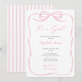 Het is een meisje  roze lint boog Baby shower Kaart