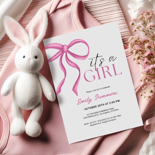 Het is een meisje roze lint save the date