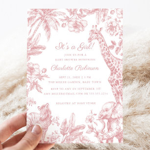 Het is een meisje roze meisje Baby shower Safari T Kaart