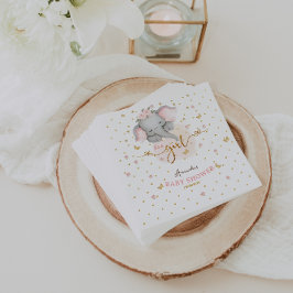 Het is een meisje roze olifant baby meisje douche servet