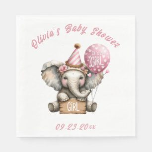 Het is een meisje roze olifant Baby shower Servet