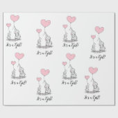 Het is een Meisje Roze Olifant Moeder Baby shower Cadeaupapier (Vlak)