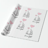 Het is een Meisje Roze Olifant Moeder Baby shower Cadeaupapier (Uitgerold)