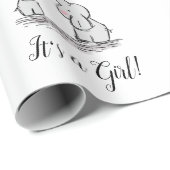Het is een Meisje Roze Olifant Moeder Baby shower Cadeaupapier (Rol Hoek)
