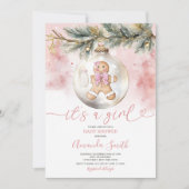Het is een meisje roze peperkoek kerst Baby shower Kaart (Voorkant)