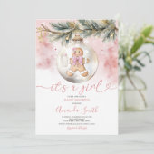 Het is een meisje roze peperkoek kerst Baby shower Kaart (Staand voorkant)