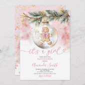 Het is een meisje roze peperkoek kerst Baby shower Kaart (Voorkant / Achterkant)