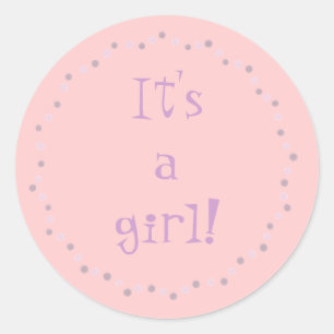 Het is een meisje! Roze polka stippen cirkel stick Ronde Sticker