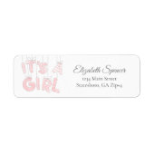 Het is een meisje | Roze retouradres Etiket (Voorkant)