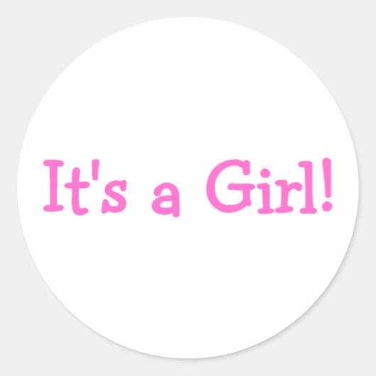 Het is een meisje (roze) ronde sticker (Voorkant)