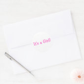 Het is een meisje (roze) ronde sticker (Envelop)