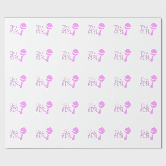 Het is een meisje roze schattig girly baby schatti cadeaupapier (Vlak)