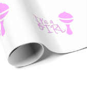 Het is een meisje roze schattig girly baby schatti cadeaupapier (Rol Hoek)