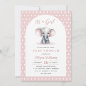 Het is een meisje | Roze Schattige Olifant Meisje  Kaart (Voorkant)