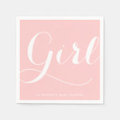 Het is een meisje | Roze Script Baby shower Papier Servetten (Voorkant)