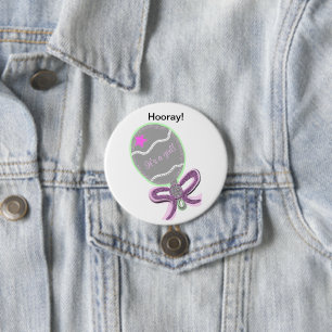 Het is een meisje Roze ster baby rammelaar Ronde Button 7,6 Cm