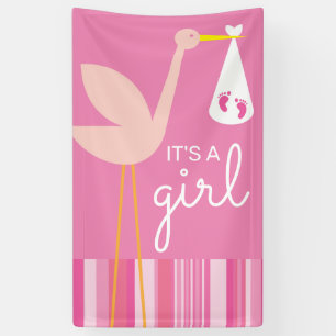 Het is een meisje  Roze strepen en opslag Spandoek