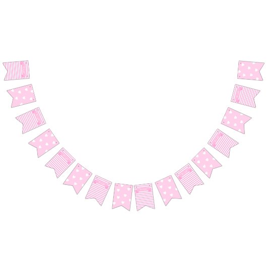 Het is een meisje! | Roze Strepen & Harten Verjaar Vlaggetjes (Alle)